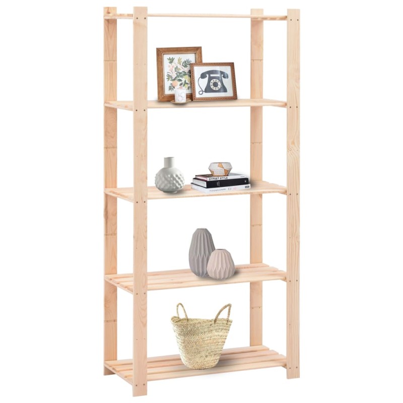vidaXL Ραφιέρες 5 Επιπέδων 5 τεμ 250 κ 80x38x170 εκ Μασίφ Ξύλο Πεύκου