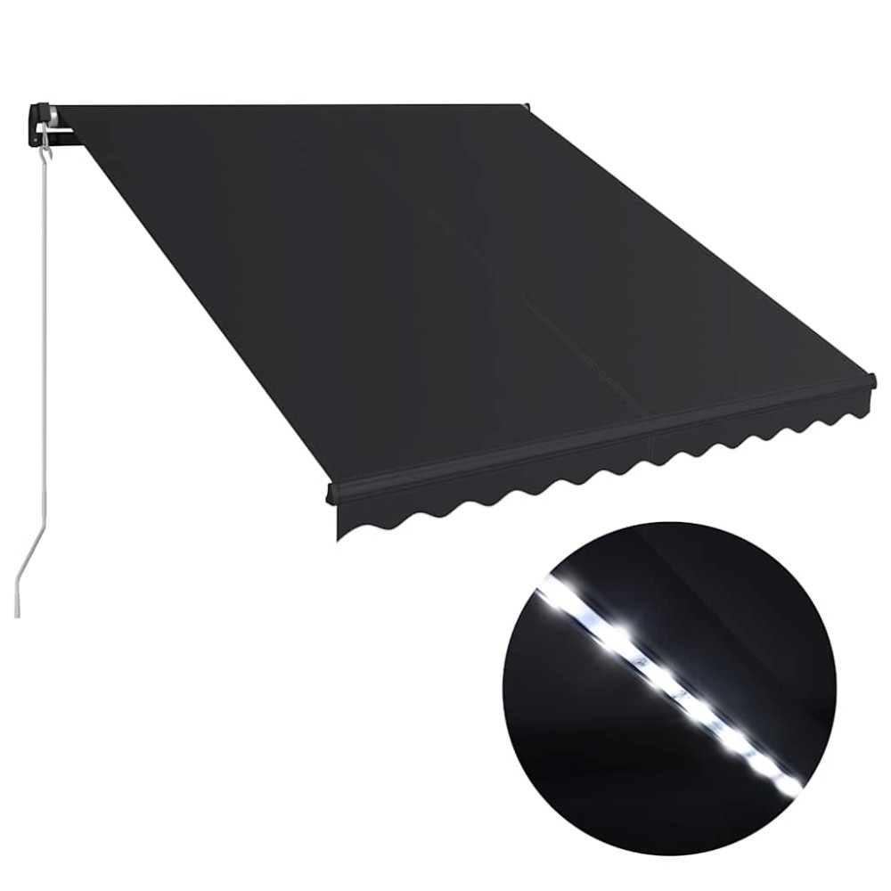 vidaXL Τέντα Συρόμενη Χειροκίνητη με LED Ανθρακί 300 x 250 εκ.