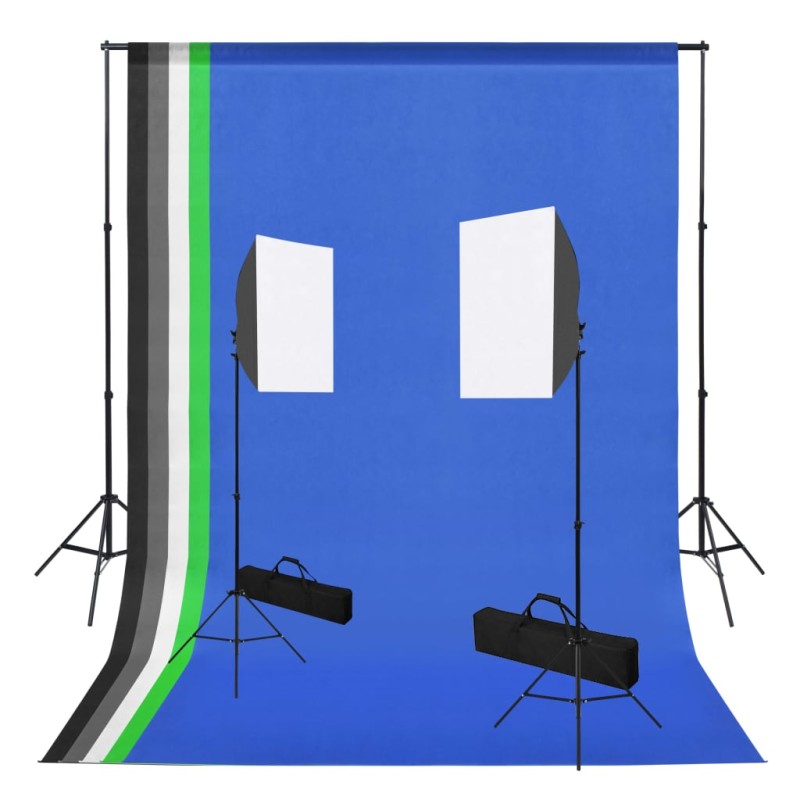 vidaXL Κιτ Φωτισμού Φωτογραφικού Στούντιο με Softbox και Φόντα