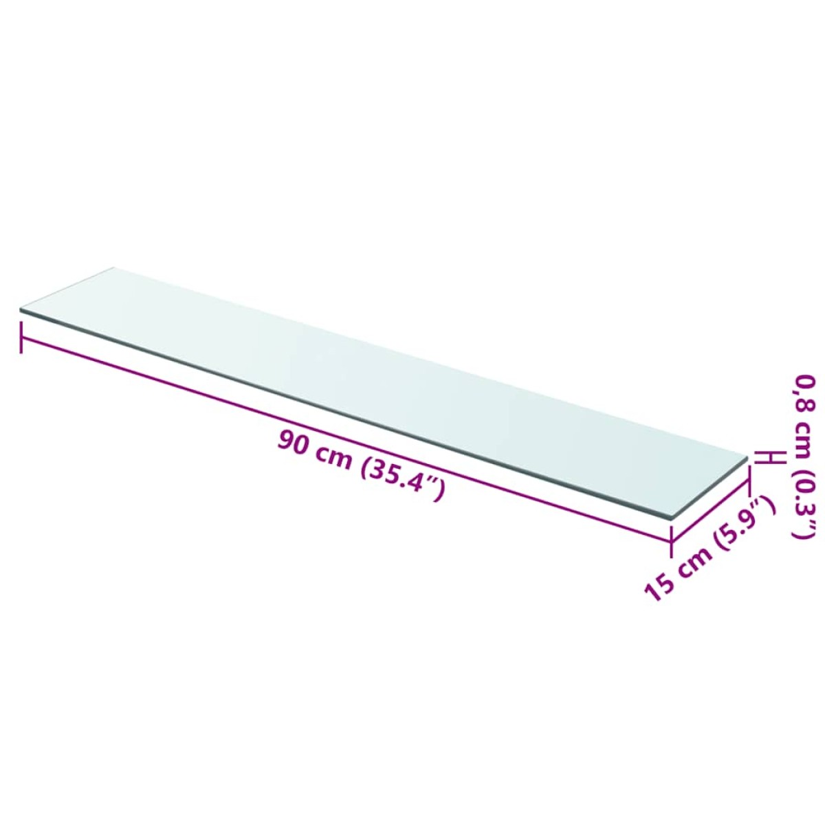 vidaXL Ράφια Πάνελ 2 τεμ. Διάφανα 90 x 15 εκ. Γυάλινα