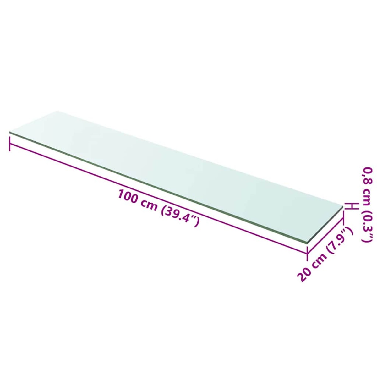 vidaXL Ράφια Πάνελ 2 τεμ. Διάφανα 100 x 20 εκ. Γυάλινα