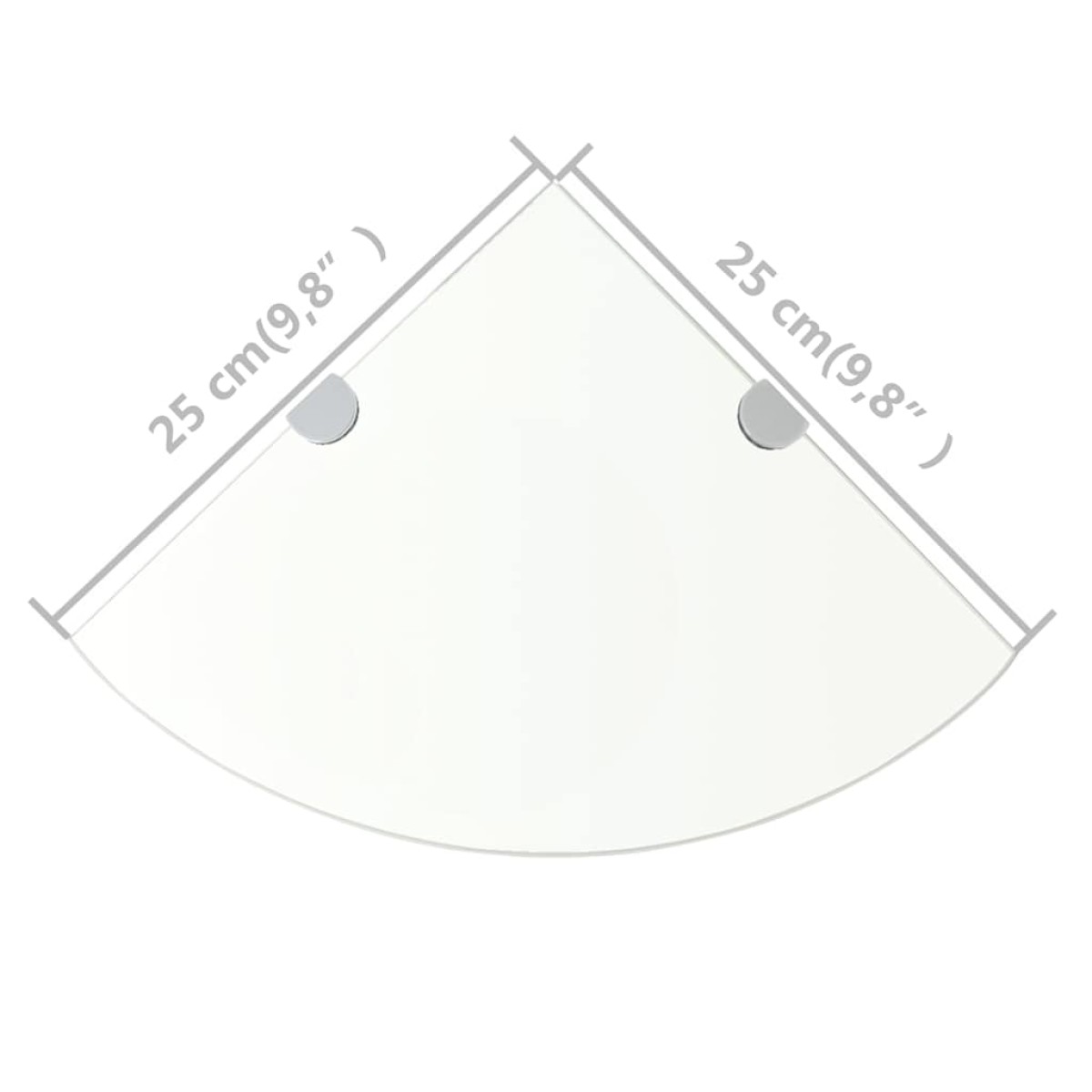 vidaXL Ράφια Γωνία 2 τεμ Διάφανα 25x25 εκ Γυάλινα + Στηρίγματα Χρωμίου