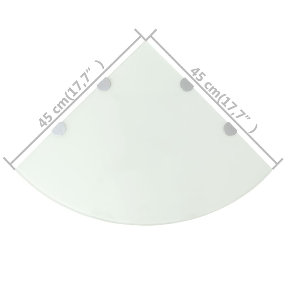 vidaXL Ράφια Γωνία 2 τεμ Λευκά 45x45 εκ Γυάλινα + Στηρίγματα Χρωμίου