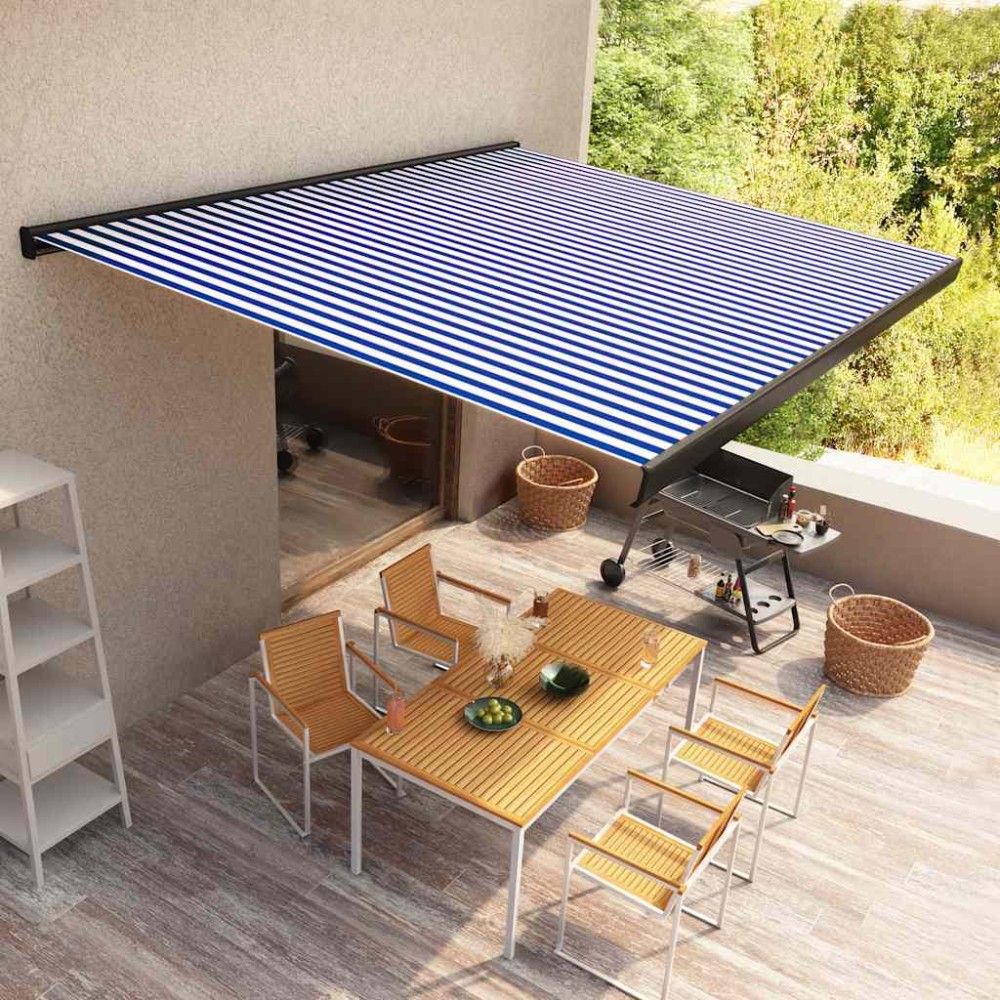 vidaXL Τέντα Κασετίνα με Μοτέρ Μπλε / Λευκή 400x300 εκ.