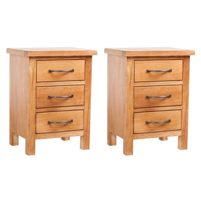 vidaXL Κομοδίνα 2 τεμ. 40 x 30 x 54 εκ. από Μασίφ Ξύλο Δρυός