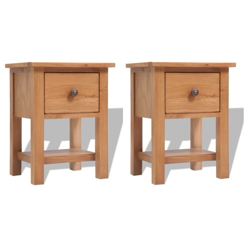 vidaXL Κομοδίνα 2 τεμ. 36 x 30 x 47 εκ. από Μασίφ Ξύλο Δρυός