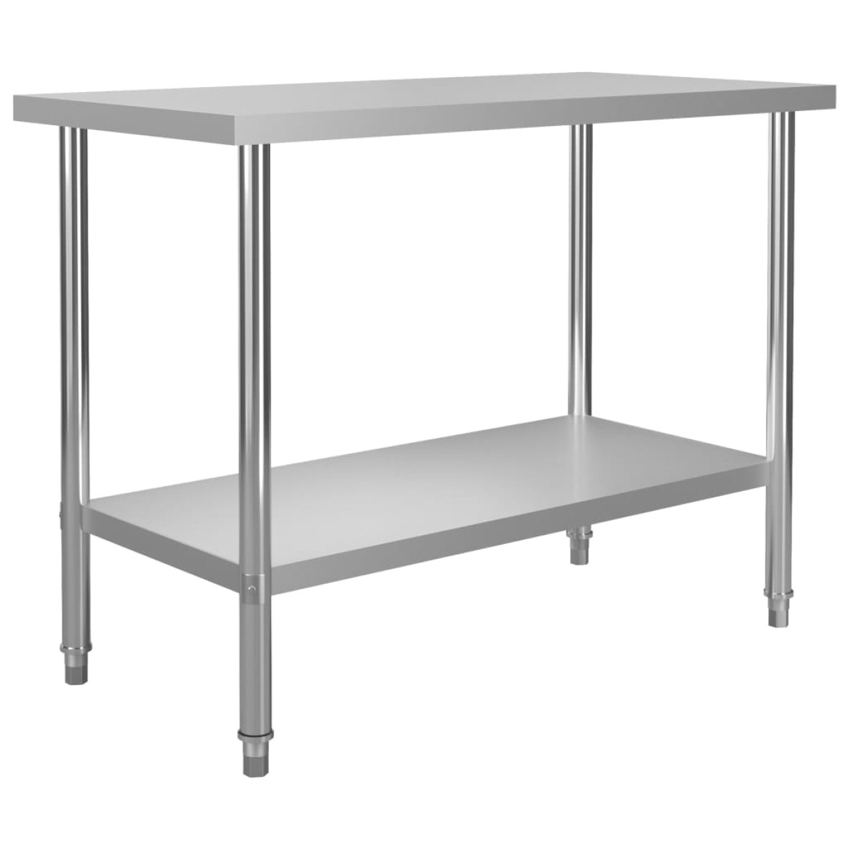 vidaXL Πάγκος Εργασίας Κουζίνας με Ράφια 120x60x150 εκ. Ανοξ. Ατσάλι