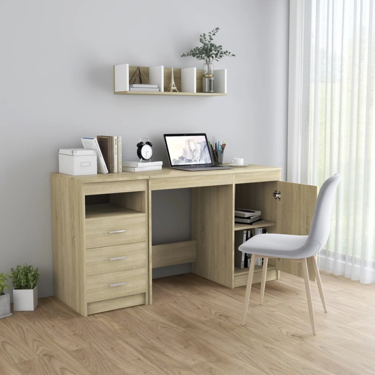vidaXL Γραφείο Χρώμα Sonoma Δρυς 140 x 50 x 76 εκ. από Μοριοσανίδα