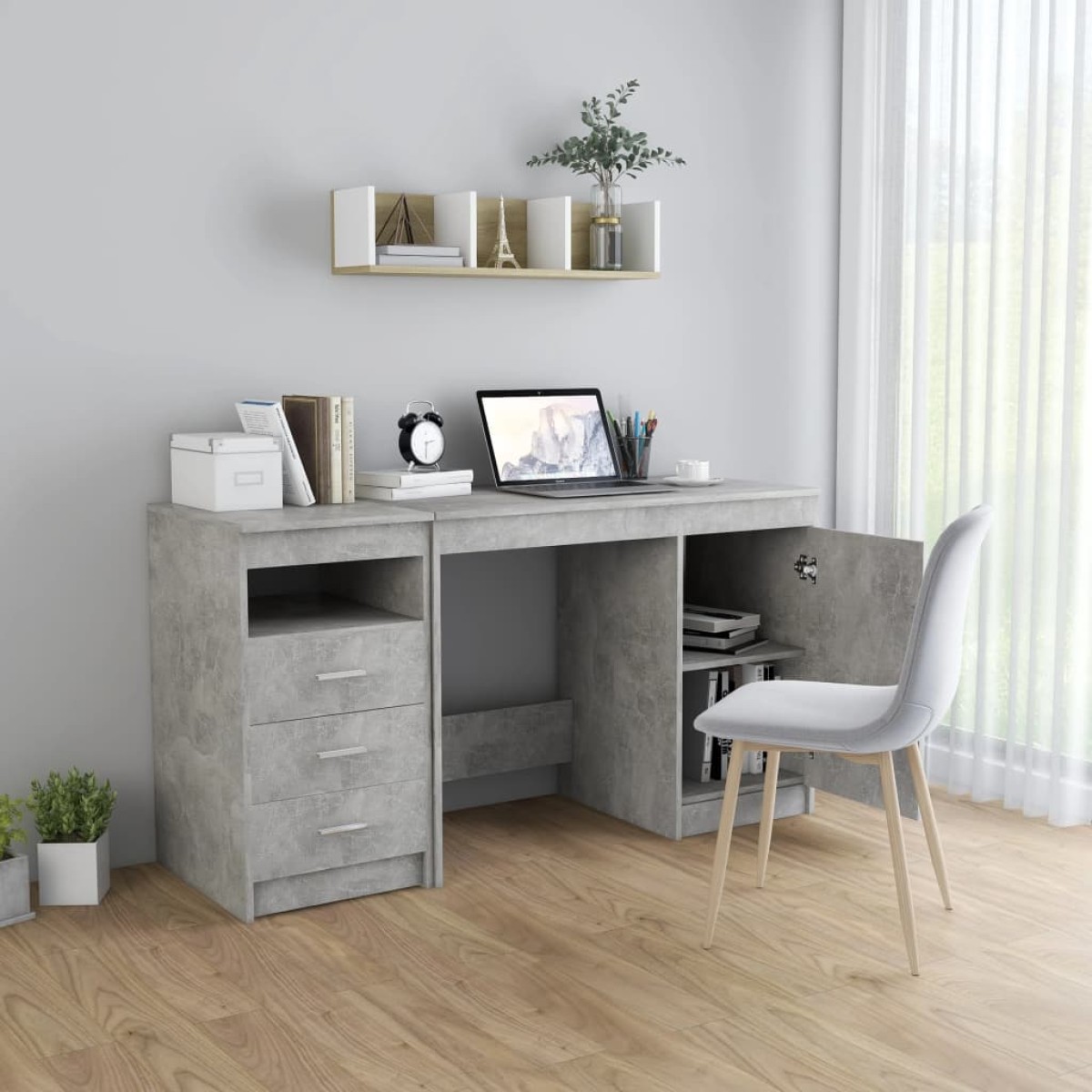 vidaXL Γραφείο Γκρι Σκυροδέματος 140 x 50 x 76 εκ. από Μοριοσανίδα