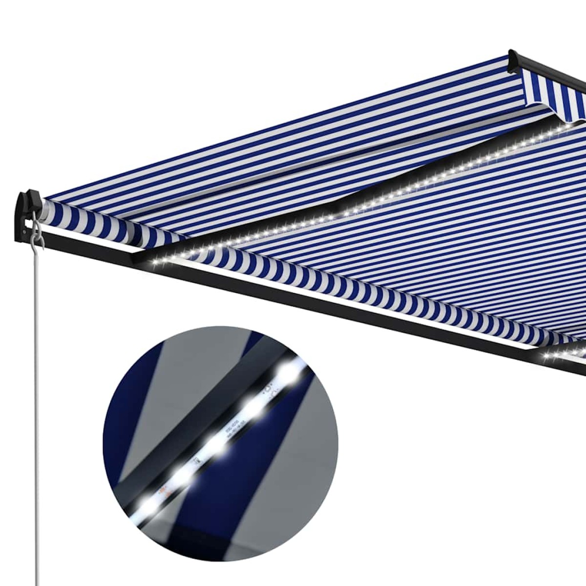 vidaXL Τέντα Συρόμενη Χειροκίνητη με LED Μπλε/Λευκό 300 x 250 εκ.