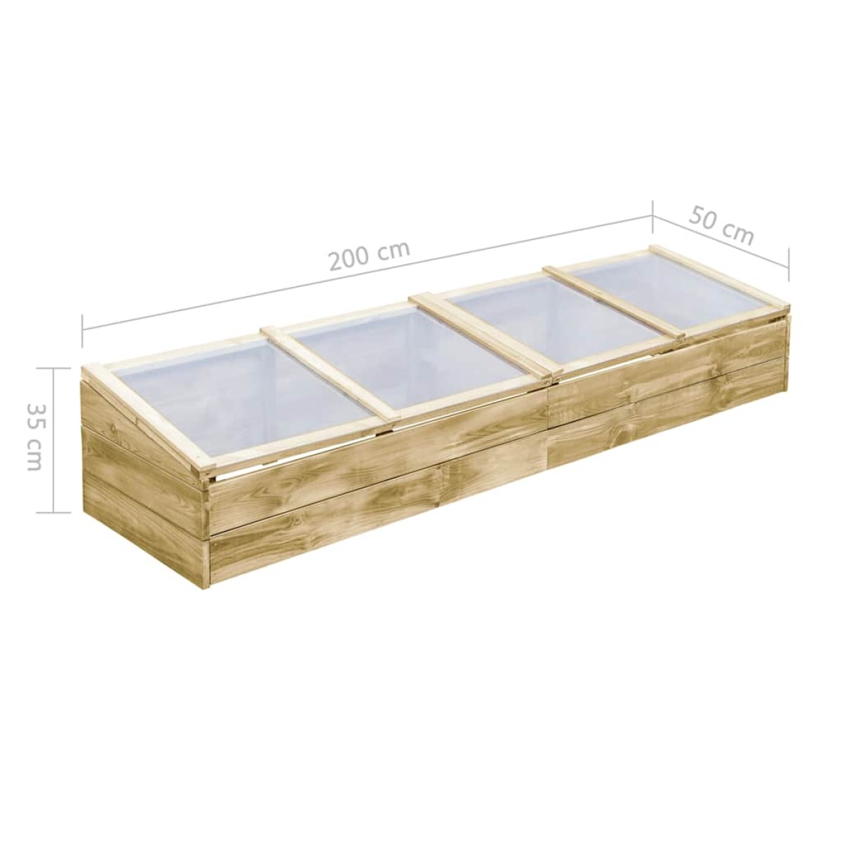 vidaXL Θερμοκήπια-Σπορεία 2 τεμ. 200x50x35 εκ. Εμποτισμένο Ξύλο Πεύκου