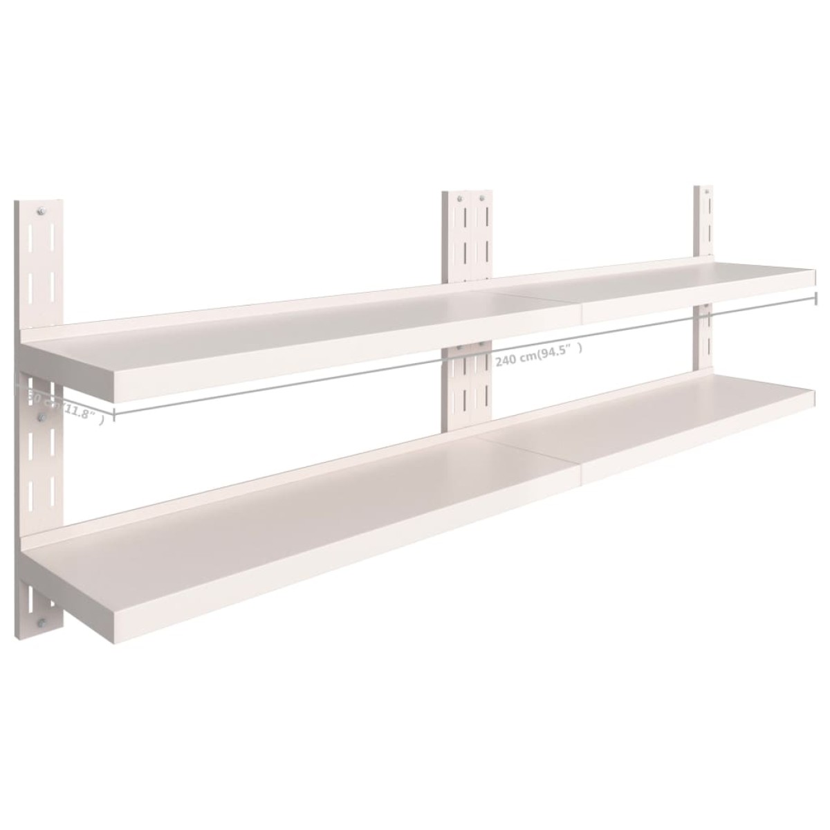 vidaXL Ράφια Τοίχου 2 Επιπέδων 2 τεμ. 240 x 30 εκ. Ανοξείδωτο Ατσάλι