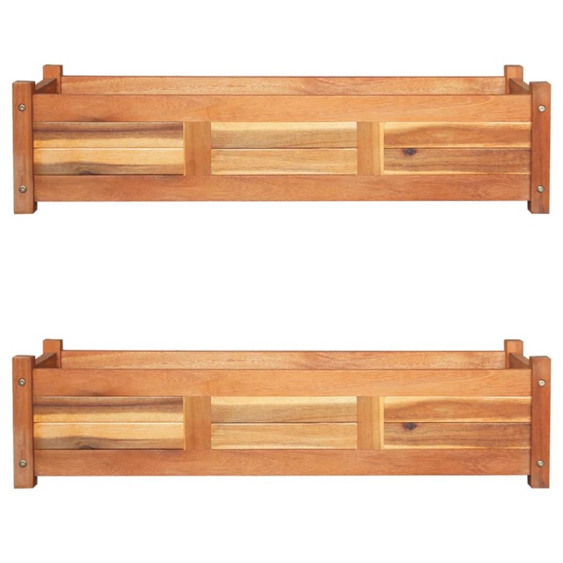 vidaXL Ζαρντινιέρες Υπερυψωμένες 2 τεμ. 100x30x25 εκ. από Ξύλο Ακακίας