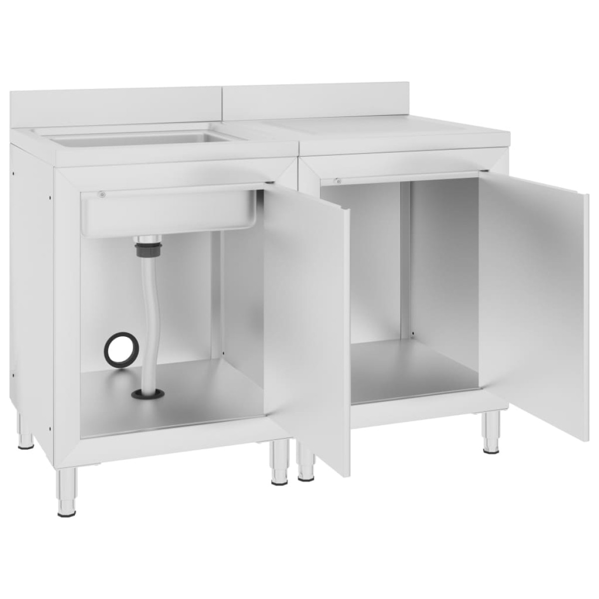 vidaXL Λάντζα Κλειστή με Ερμάριο 120 x 60 x 96 εκ. Ανοξείδωτο Ατσάλι