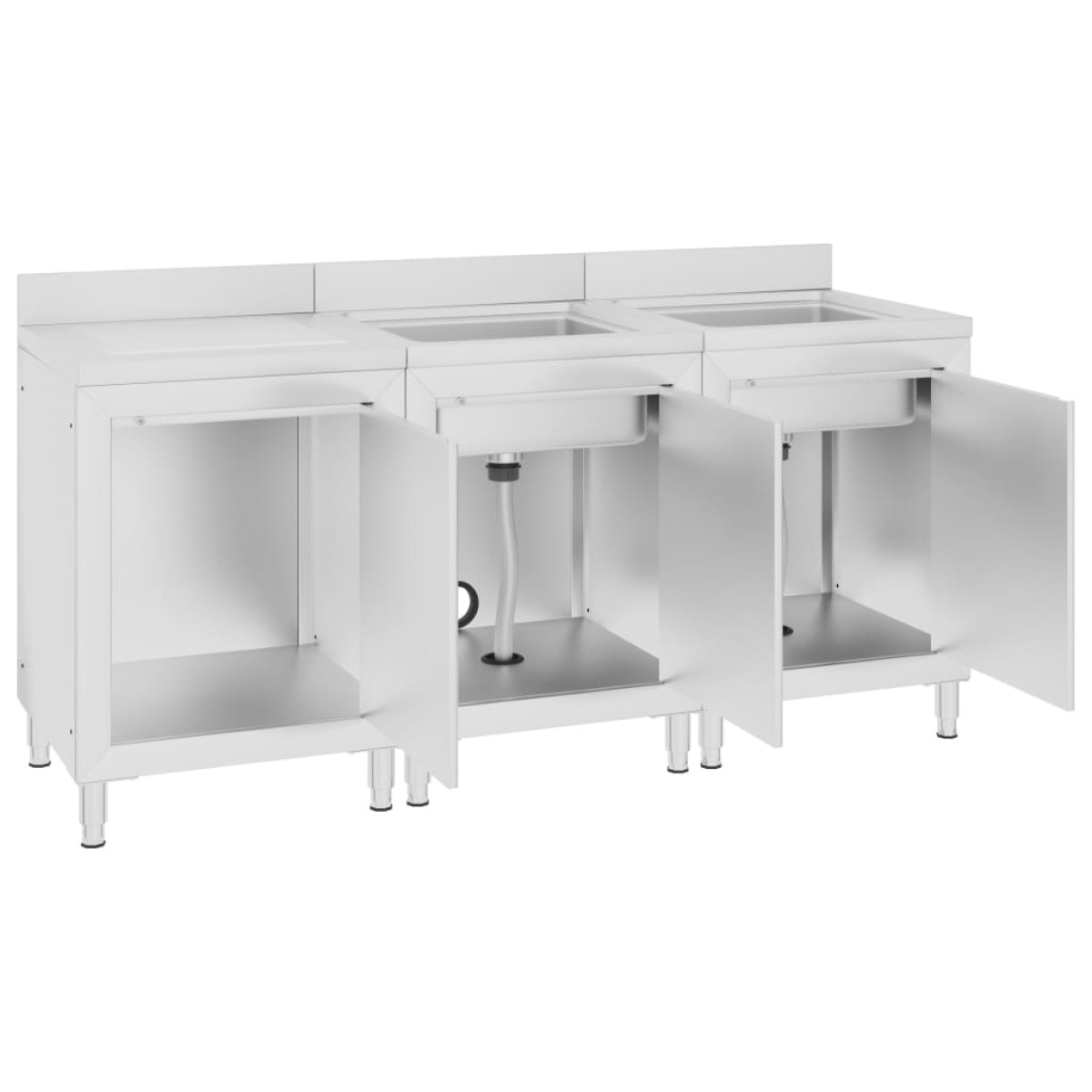 vidaXL Λάντζα Κλειστή με Ερμάριο 180 x 60 x 96 εκ. Ανοξείδωτο Ατσάλι