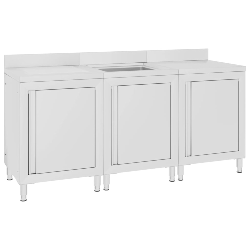 vidaXL Λάντζα Κλειστή με Ερμάριο 180 x 60 x 96 εκ. Ανοξείδωτο Ατσάλι