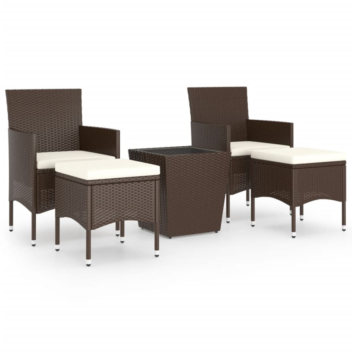 vidaXL Σετ Επίπλων Bistro Κήπου 5 τεμ. Καφέ Συνθ. Ρατάν/Ψημένο Γυαλί