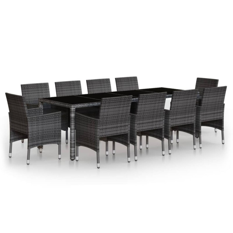 vidaXL Σετ Τραπεζαρίας Κήπου 11 Τεμαχίων Γκρι από Συνθετικό Ρατάν