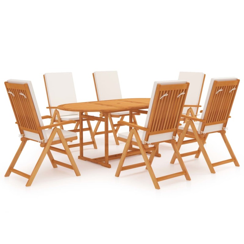 vidaXL Σετ Τραπεζαρίας Κήπου 7 Τεμ. από Μασίφ Ξύλο Teak με Μαξιλάρια
