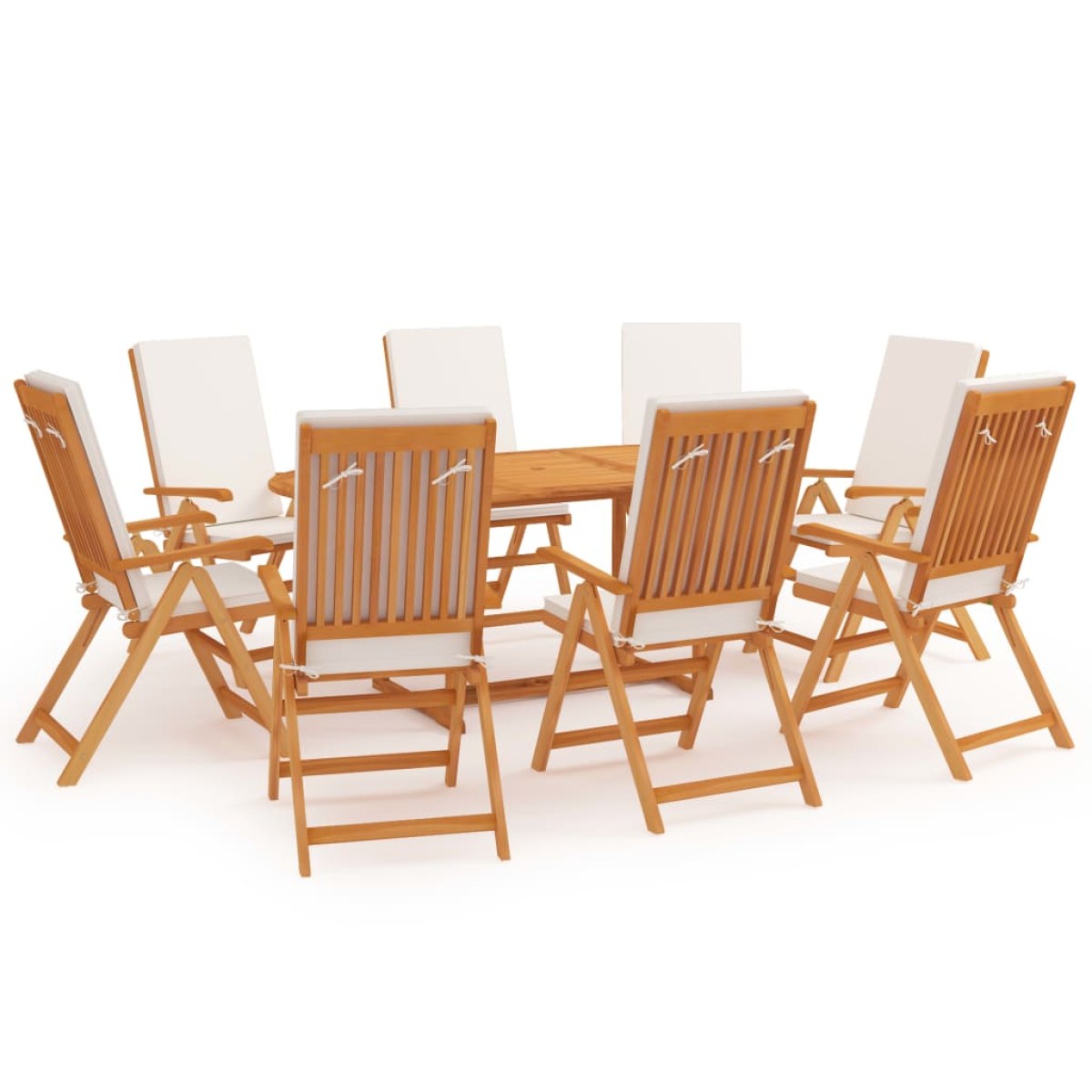 vidaXL Σετ Τραπεζαρίας Κήπου 9 Τεμ. από Μασίφ Ξύλο Teak με Μαξιλάρια