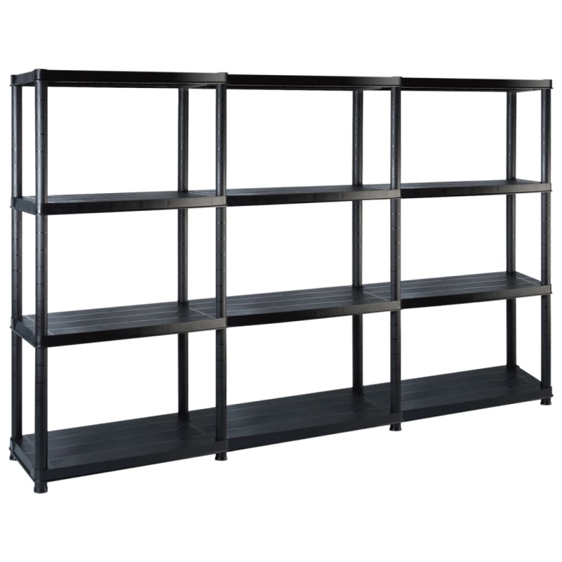 vidaXL Ραφιέρα Αποθήκευσης 4 Επιπέδων Μαύρη 183x30,5x130 εκ. Πλαστική