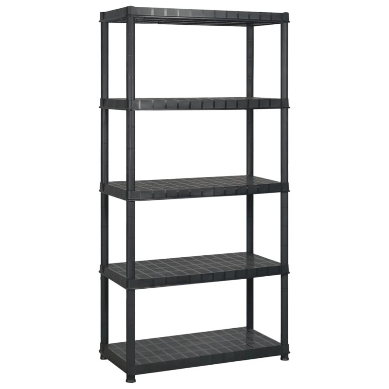 vidaXL Ραφιέρα Αποθήκευσης 5 Επιπέδων Μαύρη 255x40x185 εκ. Πλαστική