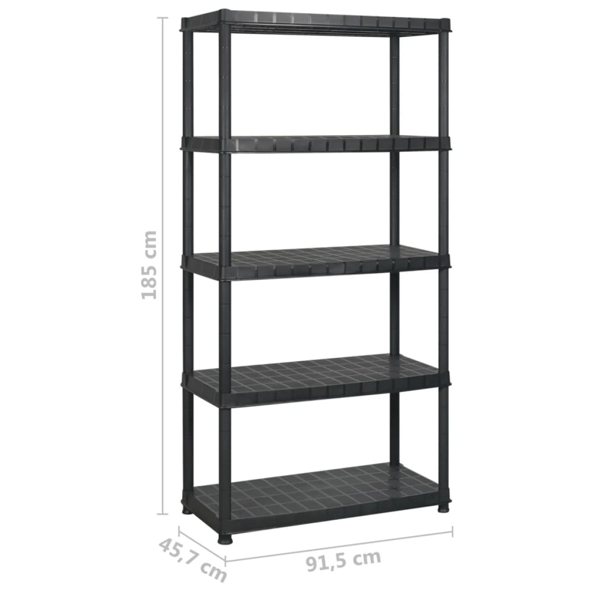 vidaXL Ραφιέρα Αποθήκευσης 5 Επιπέδων Μαύρη 274,5x45,7x185 εκ Πλαστική