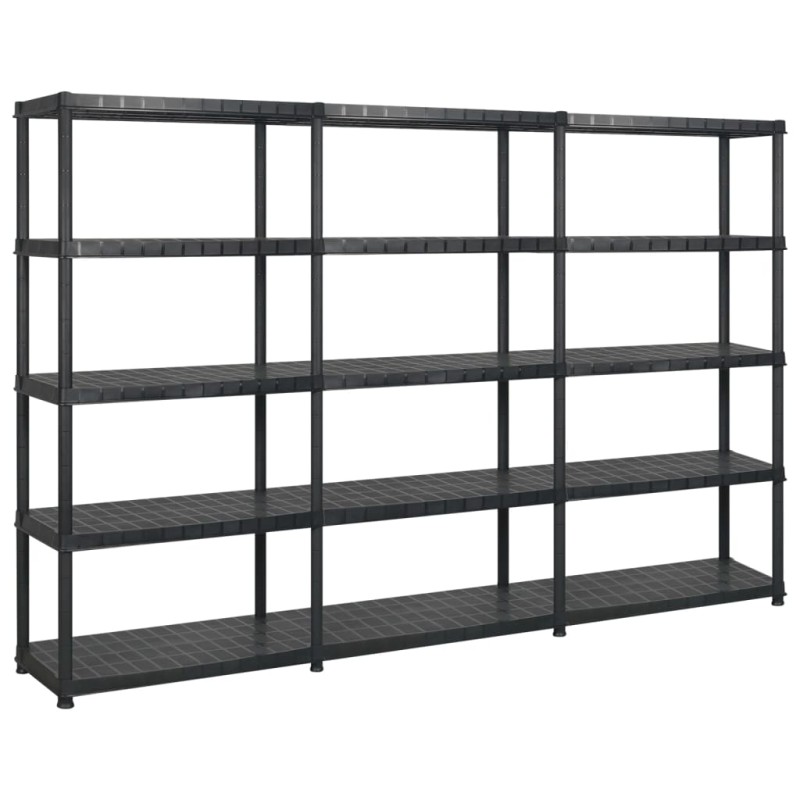 vidaXL Ραφιέρα Αποθήκευσης 5 Επιπέδων Μαύρη 274,5x45,7x185 εκ Πλαστική