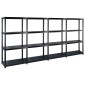 vidaXL Ραφιέρα Αποθήκευσης 4 Επιπέδων Μαύρη 244x30,5x130 εκ. Πλαστική