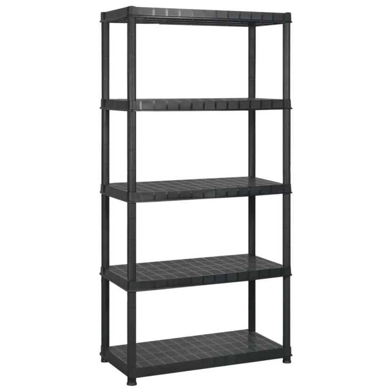 vidaXL Ραφιέρα Αποθήκευσης 5 Επιπέδων Μαύρη 340x40x185 εκ. Πλαστική