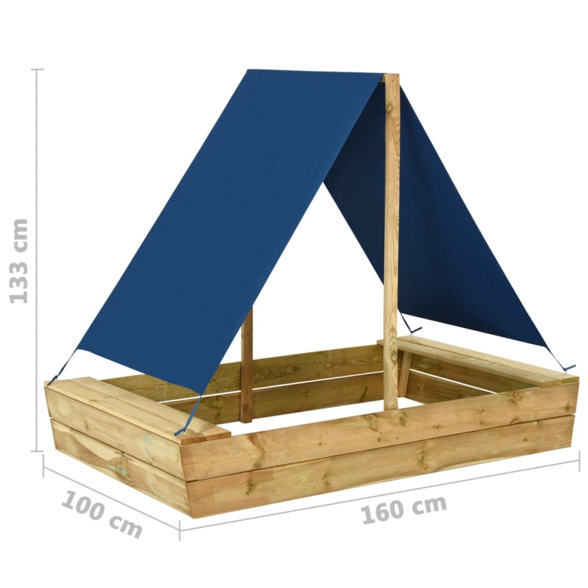vidaXL Αμμοδόχος με Σκίαστρο 160x100x133 εκ. Εμποτισμένο Ξύλο Πεύκου