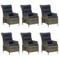vidaXL Σετ Τραπεζαρίας Εξ. Χώρου 7 τεμ. Καφέ Συνθ. Ρατάν με Μαξιλάρια