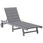 vidaXL Ξαπλώστρα Κήπου Γκρι από Μασίφ Ξύλο Ακακίας με Μαξιλάρι
