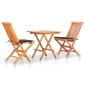 vidaXL Σετ Επίπλων Mπιστρό 3 τεμ. Μασίφ Ξύλο Teak με Taupe Μαξιλάρια