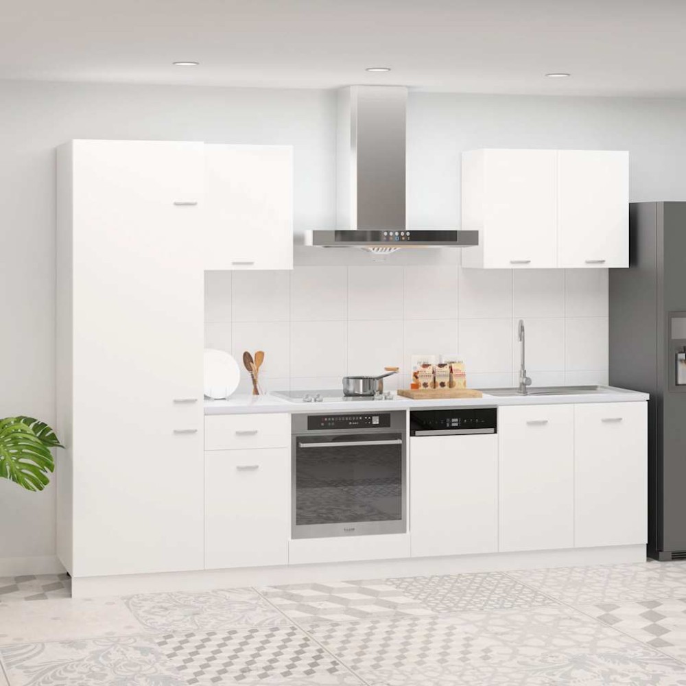 vidaXL Σετ Ντουλαπιών Κουζίνας 7 Τεμαχίων "Lyon" Λευκό από Μηχανικά Ξύλινα Έπιπλα