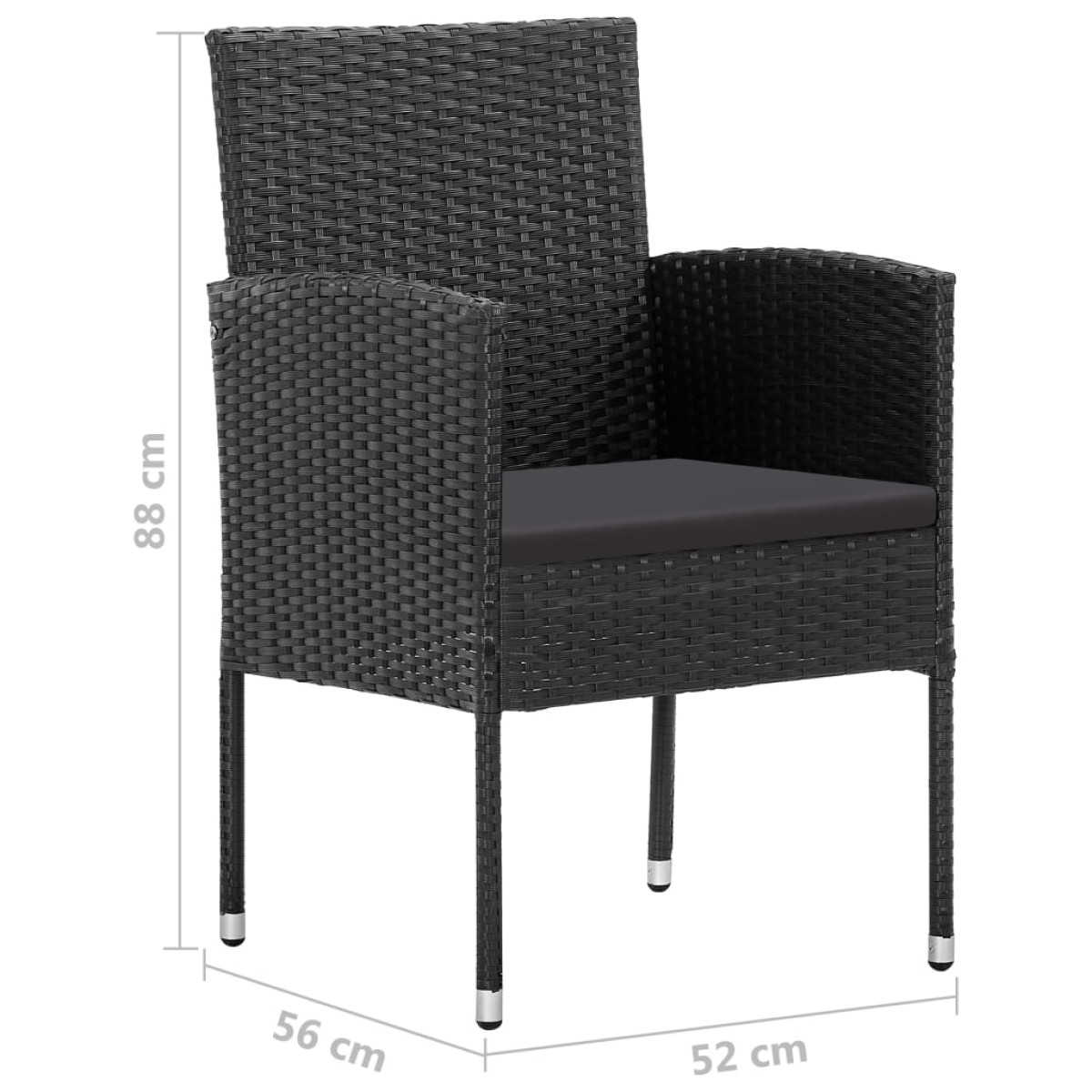 vidaXL Σετ Τραπεζαρίας Κήπου 5 Τεμαχίων Μαύρο
