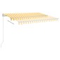 vidaXL Τέντα Συρόμενη Χειροκίνητη με LED Κίτρινο/Λευκό 300 x 250 εκ.