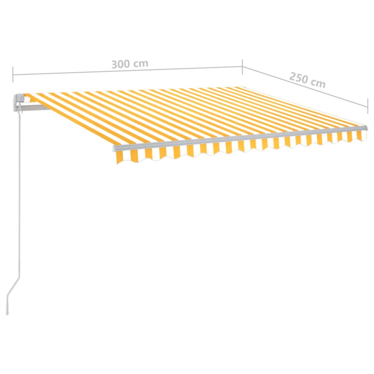 vidaXL Τέντα Συρόμενη Χειροκίνητη με LED Κίτρινο/Λευκό 300 x 250 εκ.