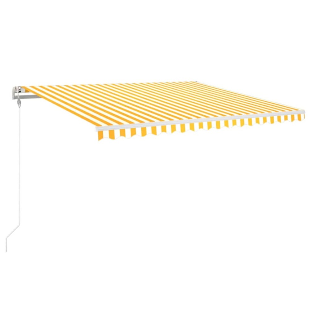 vidaXL Τέντα Αυτόματη με LED & Αισθ. Ανέμου Κίτρινο/Λευκό 450x350 εκ.