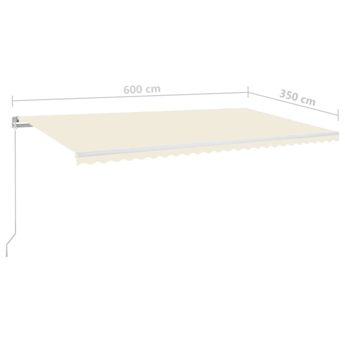 vidaXL Τέντα Συρόμενη Χειροκίνητη με LED Κρεμ 600 x 350 εκ.
