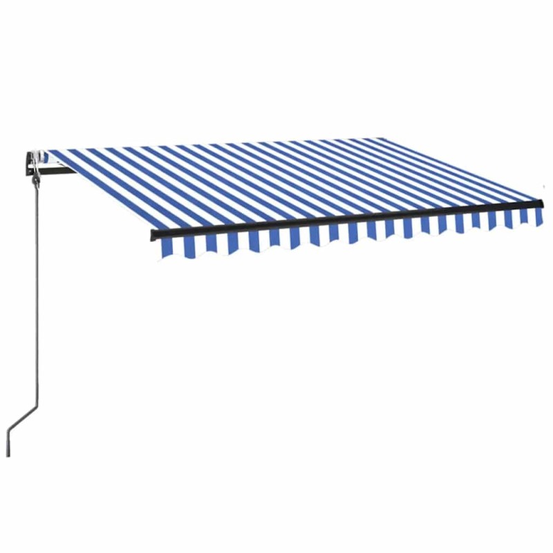 vidaXL Τέντα Αυτόματη με LED & Αισθητήρα Ανέμου Μπλε/Λευκό 350x250 εκ.
