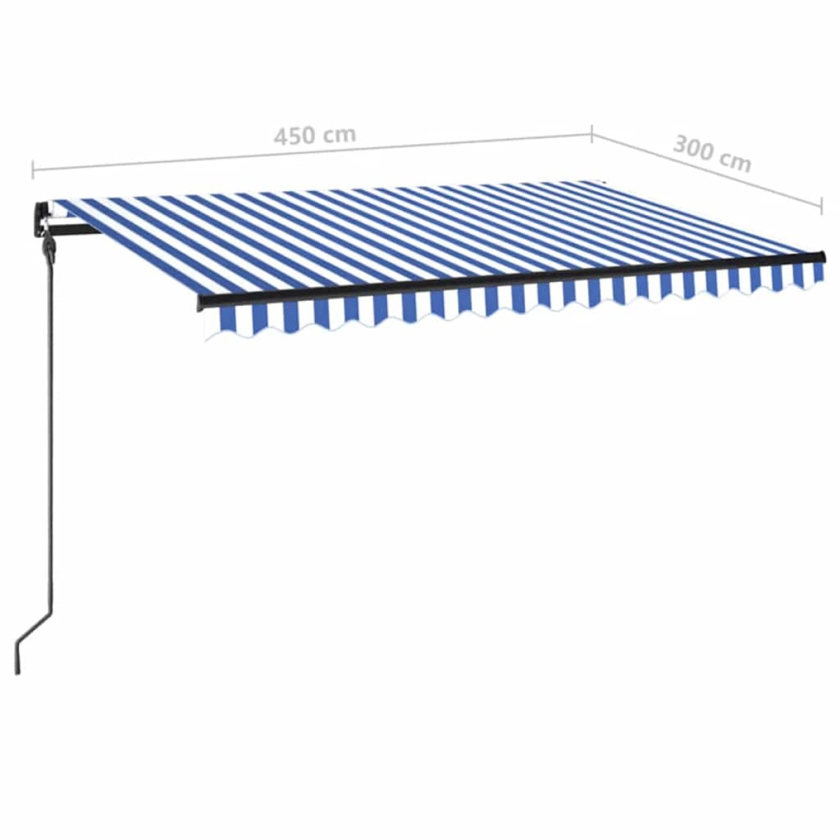 vidaXL Τέντα Συρόμενη Χειροκίνητη με LED Μπλε / Λευκό 450 x 300 εκ.
