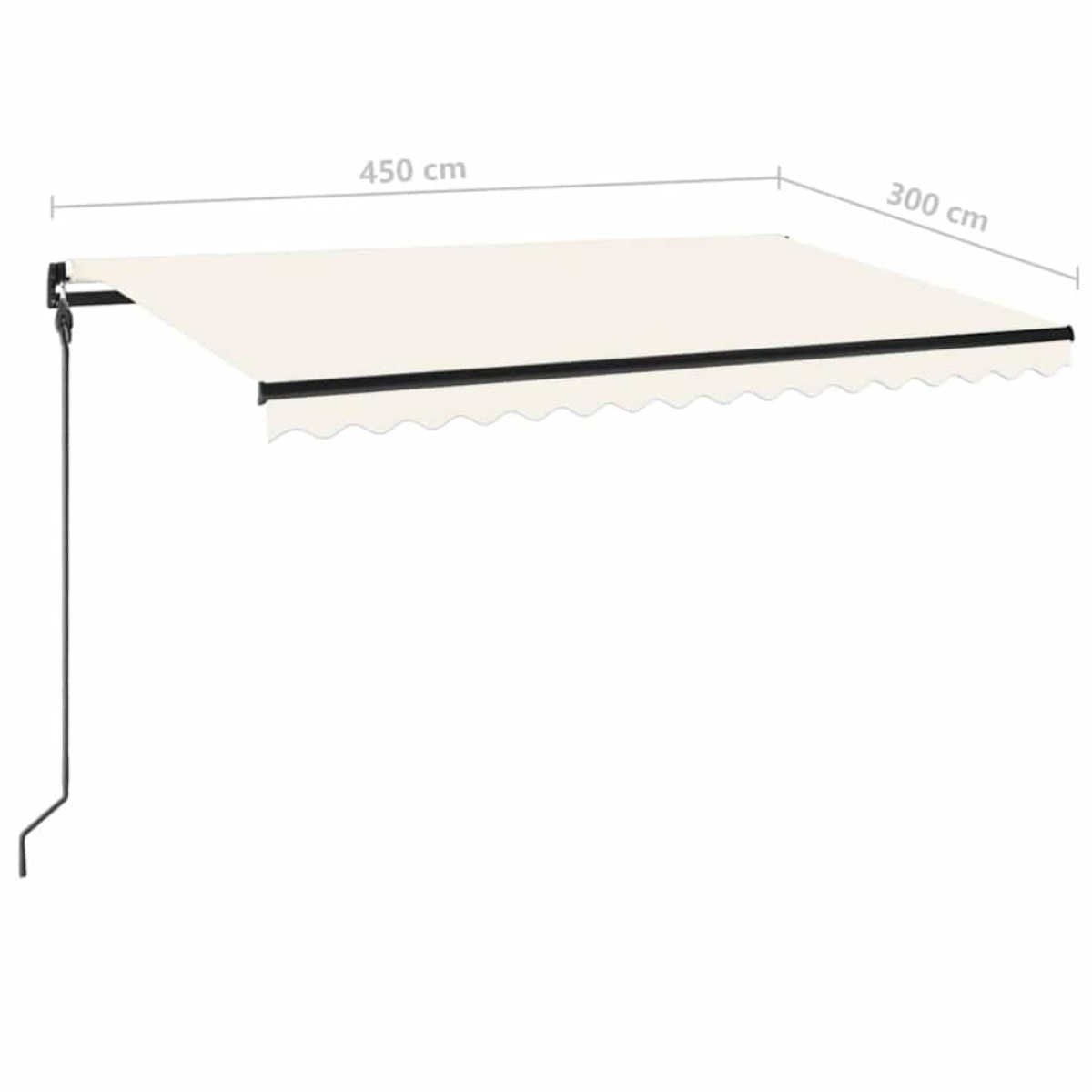vidaXL Τέντα Συρόμενη Χειροκίνητη με LED Κρεμ 450 x 300 εκ.