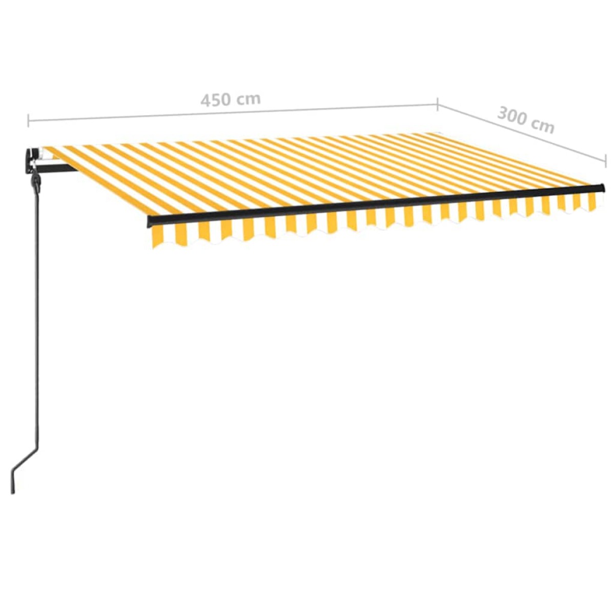 vidaXL Τέντα Συρόμενη Χειροκίνητη με LED Κίτρινο / Λευκό 450 x 300 εκ.