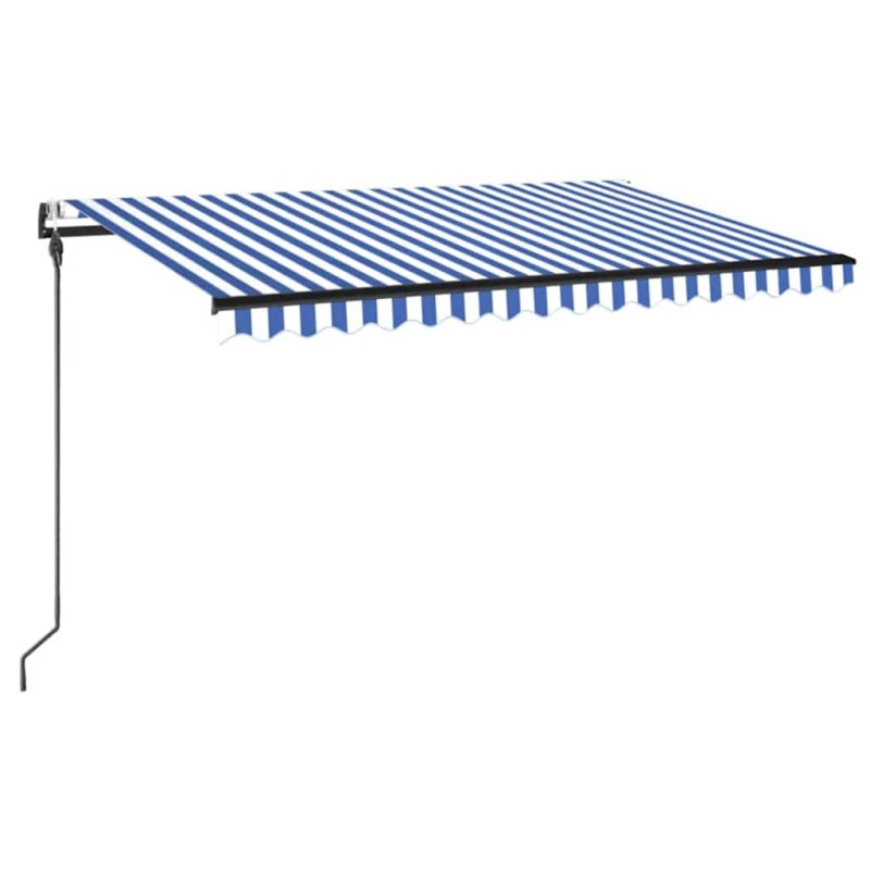 vidaXL Τέντα Αυτόματη με LED & Αισθ. Ανέμου Μπλε / Λευκό 450 x 300 εκ.