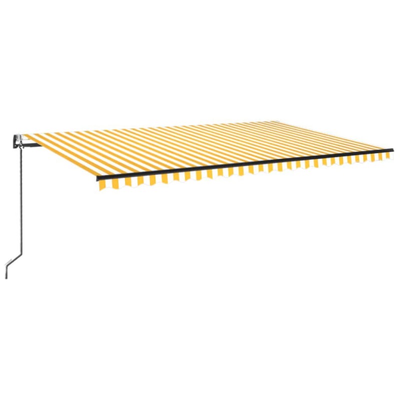 vidaXL Τέντα Αυτόματη με LED & Αισθ. Ανέμου Κίτρινο/Λευκό 500x300 εκ.