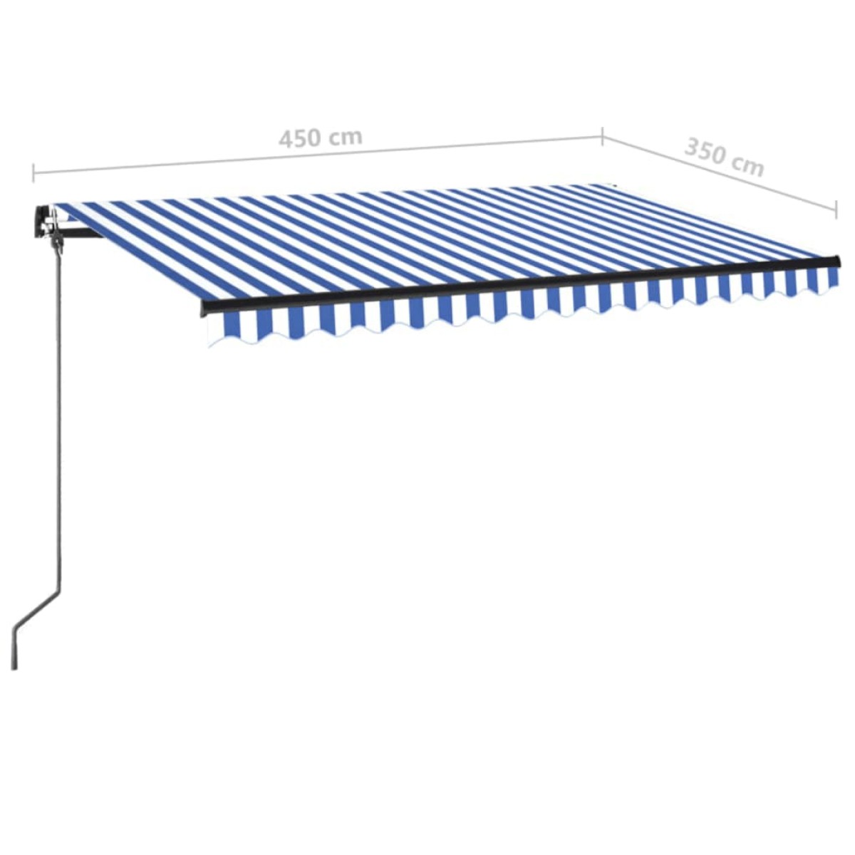 vidaXL Τέντα Συρόμενη Χειροκίνητη Μπλε / Λευκό 450 x 350 εκ.