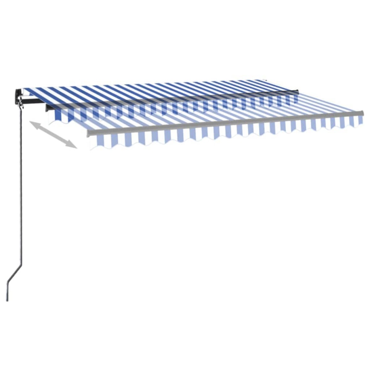 vidaXL Τέντα Συρόμενη Χειροκίνητη με LED Μπλε / Λευκό 450 x 350 εκ.