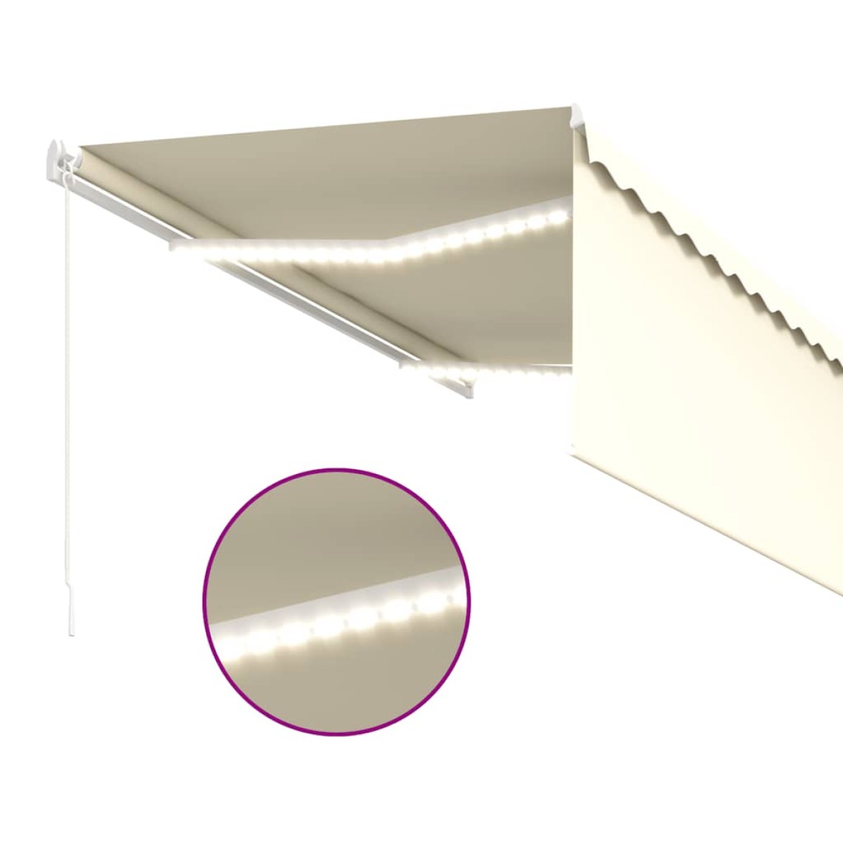vidaXL Τέντα Συρόμενη Χειροκίνητη με Σκίαστρο & LED Κρεμ 3 x 2,5 μ.
