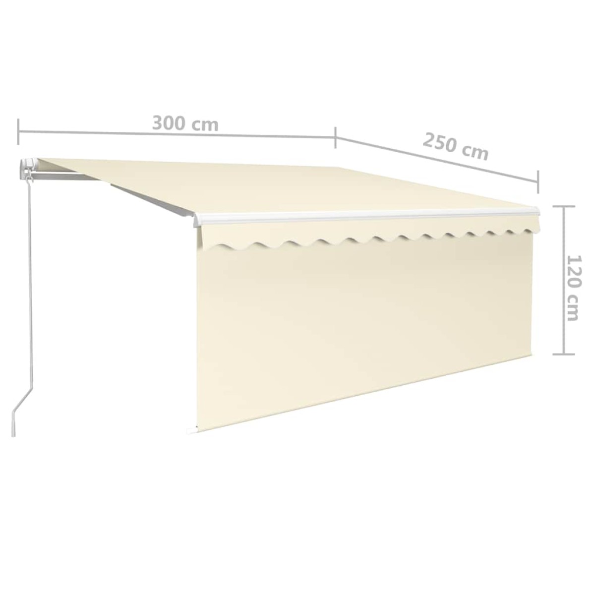 vidaXL Τέντα Συρόμενη Χειροκίνητη με Σκίαστρο & LED Κρεμ 3 x 2,5 μ.